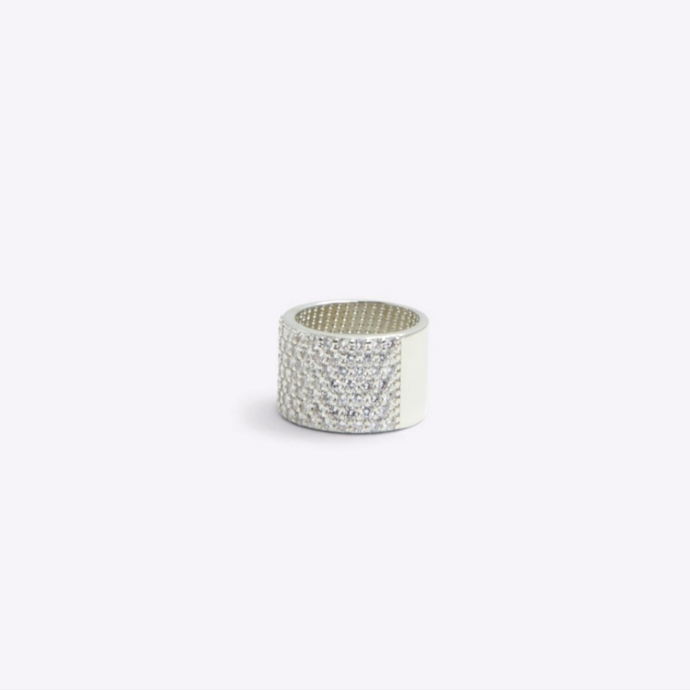GORGEOUS WIDE CZz Pave Silver Ring Size 6.5